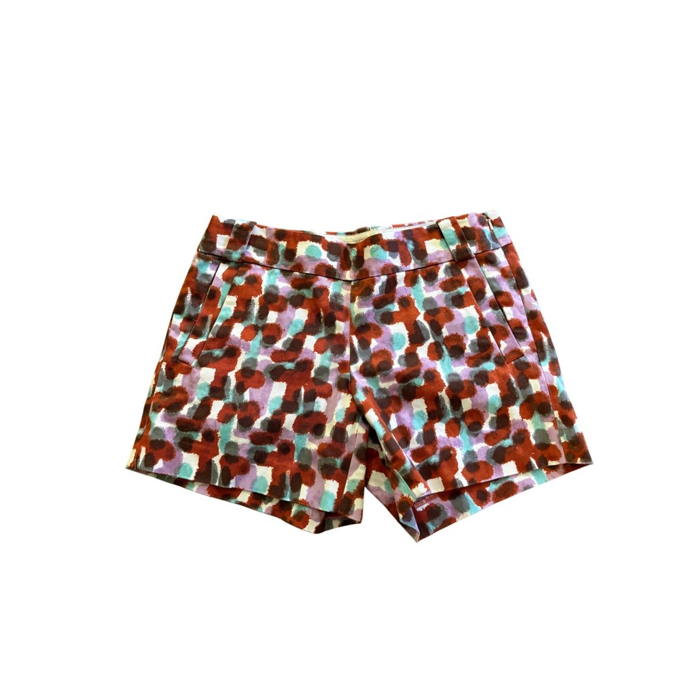 J.Crew Stretch Printed Chino Shorts Size 4 Abstract Watercolor Cotton Blend